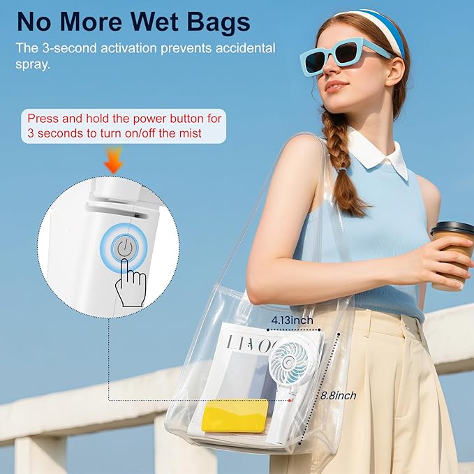 HandFan Upgraded Portable Misting Fan, Handheld Spray Water Mister Fan, USB Rechargeable Personal Mist Fans, Mini Cooling Hand Fans for Summer Beach Travel Concerts, Gifts for Women(White)