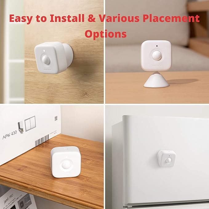 Smart Motion Door Sensor - Wireless PIR Motion Detector for Home Security, Compatible with Alexa, Google Assistant & Apple Home via SwitchBot Hub, Easy Installation, Real-Time Alerts (2025-White)