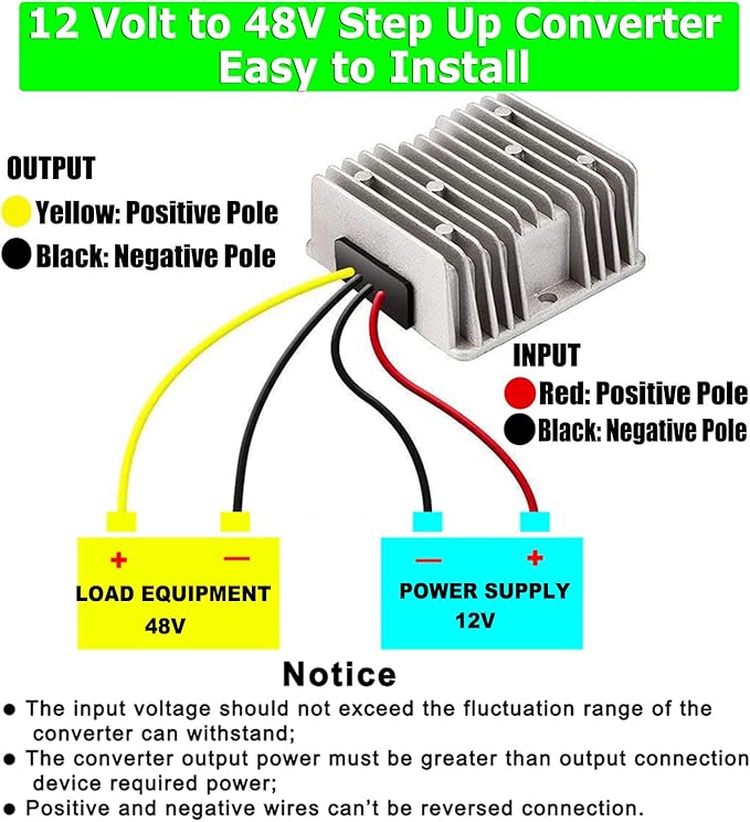 EAGWELL 12V to 48V Boost Converter 12 Volt to 48V 288W 6A Step Up Converter Voltage Regulator for Golf Carts, Club Car, Solar System, RV, LED Lights
