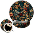 Ergonomic Mouse Pad with Wrist Support,Mouse Pad with Wrist Rest,Relieve Wrist Pain Mousepad Non-Slip Rubber Base,Mouse Pads for Desk,Computers,Laptop,Office,Home,Accessories Retro Flowers