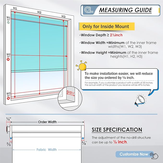 MANSNIX Motorized Blinds with Remote, No Drill No Tools Automatic Roller Shades, Blackout Electric Blind for Indoor Windows, Light-Filtering Smart Blinds, Rechargeable, Customized Size Color