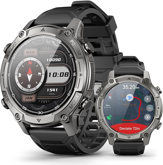 2026 AI Smart Watch with Standalone GPS & Offline Maps, 5ATM Waterproof, 1.43" AMOLED, 21-Day Battery, 178 Sports Modes, Compass, Heart Rate/SpO2/Stress/Sleep Monitor, for Android iOS Men Women Black