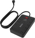 DUKVI Surge Protector Power Strip with 10 Widely-Spaced Outlets & 6 USB(2USB C) Ports, 6ft Flat Plug Extension Cord Wall Mountable, Desktop Charging Stations for Smartphone Tablet Laptop