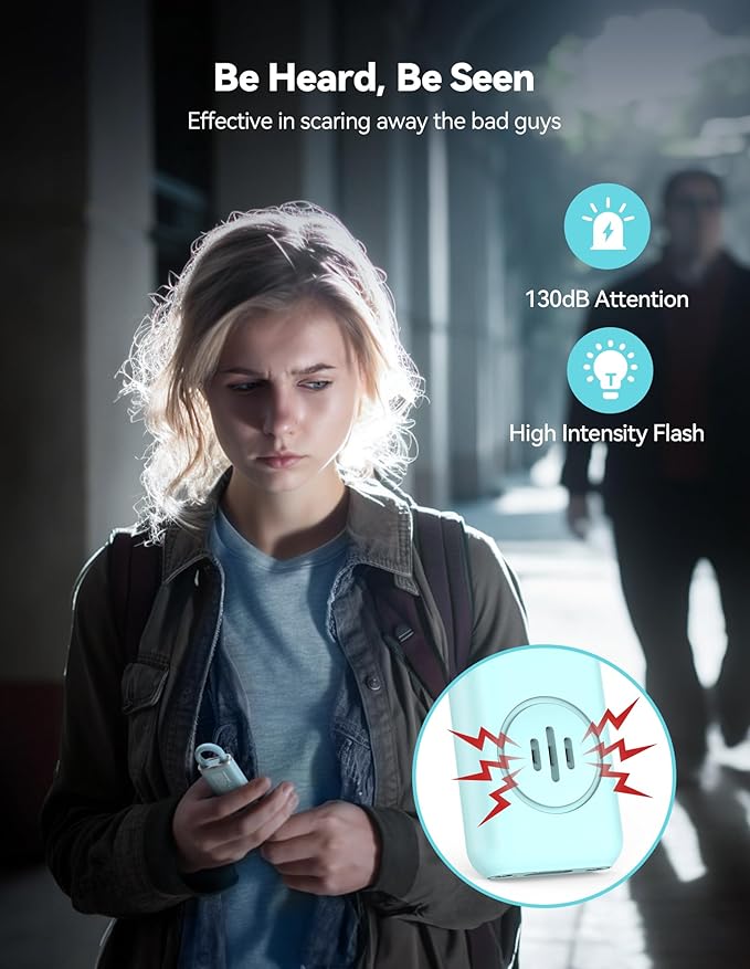 TECKNET Rechargeable Personal Safety Alarm for Women, 130dB Self Defense Keychain Alarm with SOS Strobe Light, Low Battery Notice, Personal Alarm Loud Siren Safety Keychain for Girls Kids Elderly