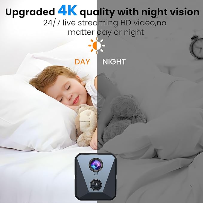 Funstorm 4K Security Camera with 64GB SD Card, Battery Powered Security Cam, 100-Day Standby, AI Human Detection, Night Vision, Real-Time Alert, Baby Monitor, Pet Cam for Home or Office