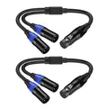 LanSenSu XLR Female to 2 XLR Male Patch Y Cable, Balanced Microphone Splitter Cord, Audio Adaptor, 11.8 Inches (2Pack)