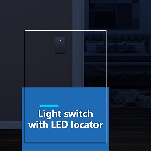 LIDER Minimalist Design Matte Finish Lighted Decorator Switch, Frameless Paddle Light Switch with Locator Light, Grounding Screw, 3-Way or Single Pole, 15A 120V, UL listed, LS15-3W-NK5P, Nickel 5 Pack