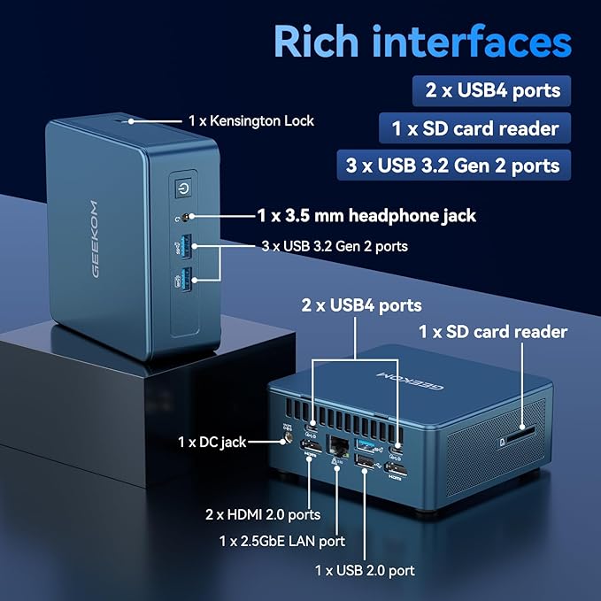 GEEKOM IT13 Mini PC 2026 Edition with Intel 13th Gen i9-13900HK, 16GB RAM(Not LPDDR)&1TB NVMe SSD (Expandable), NUC13 Mini Desktop Computer Windows 11 Pro for Home&Office | 8K UHD,USB4,WiFi 6E,BT5.2