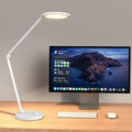 ANNAITE LED Desk Lamp for Home Office, Eye-Caring Modern Desk Light, 3 Color Temperature 10 Brightness Computer Light, Dimmable Desk Light with Memory & Timer Func, Metal Swing Arm Table Lamp (White)