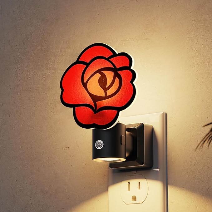L LOHAS LED Night Lights Plug into Wall, Gothic Rose Night Light with Light Sensor, 0-100LM Dimmable Night Light, 1W 3000K Soft White for Adults Kids Room Bedroom Bathroom Hallway