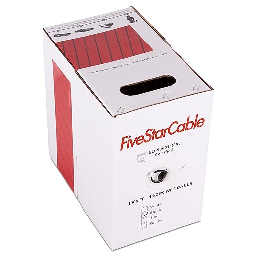 FiveStarCable 18/2 Gauge Low Voltage Cable Wire - 1000 ft, 18 AWG, 2 Conductors, PVC Jacket - for Security Systems, Alarm, Audio, Control, Intercom, and Speaker Applications