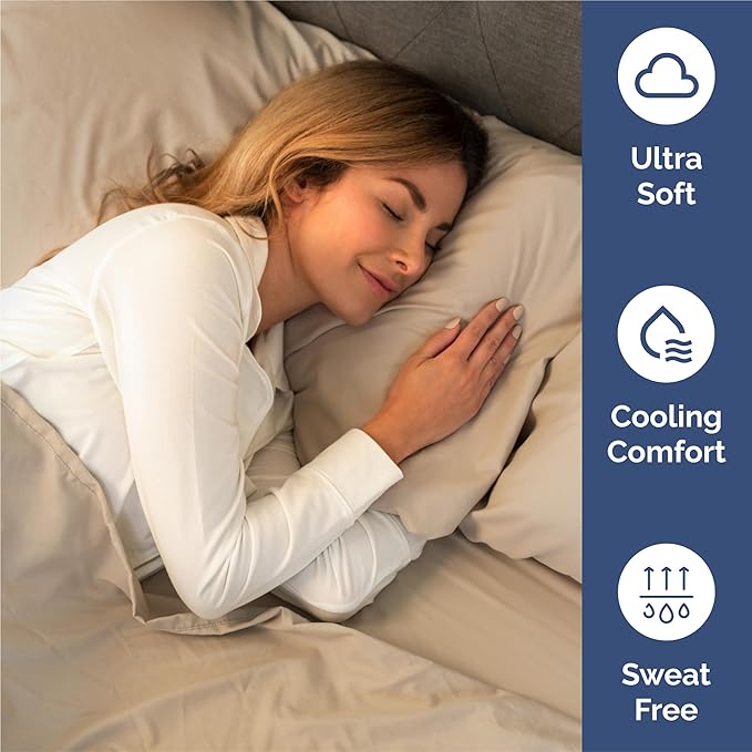 Split King Size 5 Piece Sheet Set - Comfy Breathable & Cooling Bed Sheets Set - Hotel Luxury Bedding for Women, Men, Kids, Teens, Boys & Girls - Deep Pockets, Soft and Wrinkle Free - Oeko-Tex - Cream