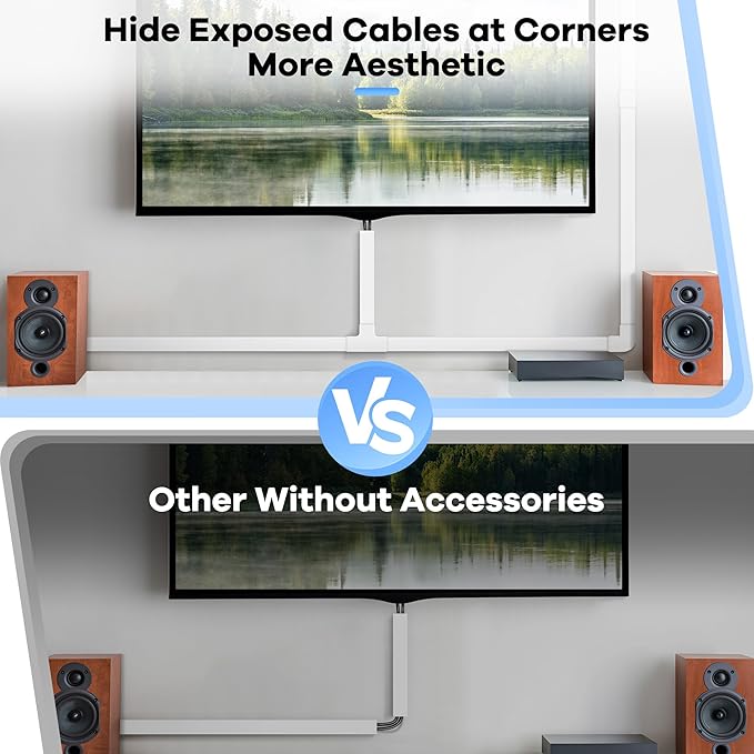 126in Cord Hider Kit, ZhiYo Cord Covers for Wall Mounted TV, Paintable Wire Cover for Cords, TV Cable Hider Wall Kit, Cable Cover Wire Management, White Cords Concealer, 8 x L15.7in W0.95in H0.55in