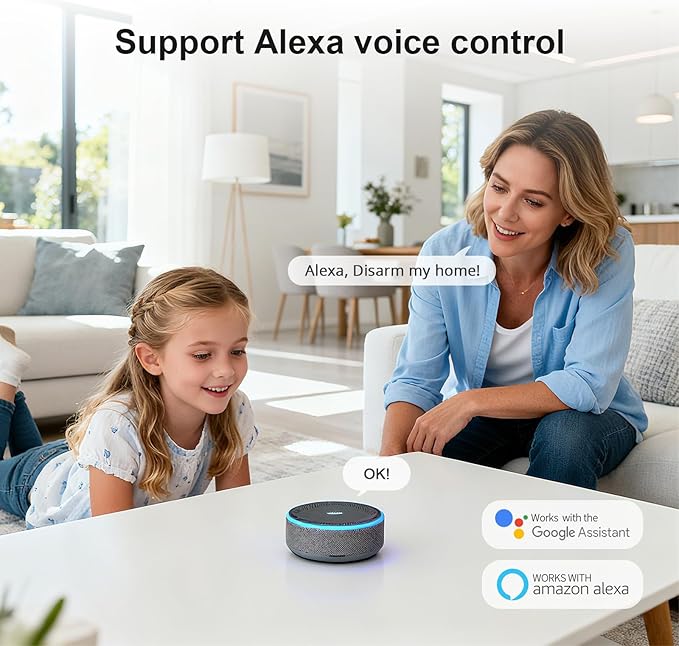 Home Security System Wireless,Home Alarm System with Instant App Alerts,WiFi+GSM/4G Door/Window Motion Alarms Sensors DIY Kit,Compatible with Alexa Smart Life Tuya APP NO Monthly Fees