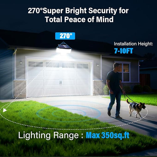 Adewalk Solar Lights Outdoor, 2PACK 448 LED Wall-Mounted Flood Light, 3500LM IP65 Waterproof Solar Street Lights with Motion Sensor and Remote Control for Dusk-to-Dawn Illumination