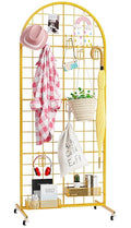 Asee'm Grid Wall Panels Display Stand 2' x 5.2' FT Gold Movable Wire Grid Wall Display Rack Heavy Floorstanding Detachable Girdwall Panel with T-Base for Craft Show Rack, Retail Displays 1PCS