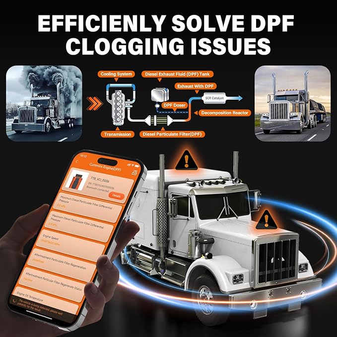 TopTekk Heavy Duty Truck Essentials for DPF Regeneration and Reset Device for Truck Drivers, Compatible with Cummins Engines, Smart One-Click DPF Regen with Condition Detection