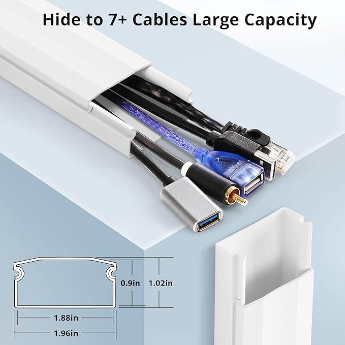 YCLYC Cord Covers - 63in Paintable TV Cable Hider Kit, X-Large Cord Management System for Walls