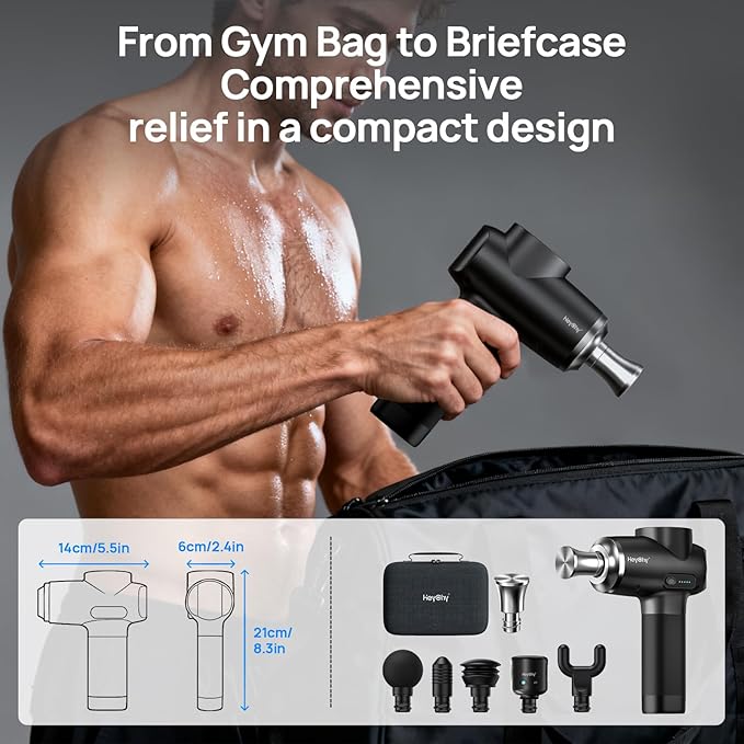 Professional Muscle Massage Gun Deep Tissue with Metal Head Therapy, Portable Handheld Muscle Massager, Percussion Back Body Masajeador 12mm Amptitude, Electric Back and Neck Massager for Athletes