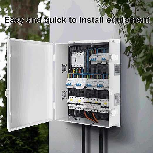 Namunanee Outdoor Electrical Junction Box, ABS Water Resistant Enclosure with Internal Mounting Panel & Hinged Cover (18.1" H* 12.6" L* 4.3" W)
