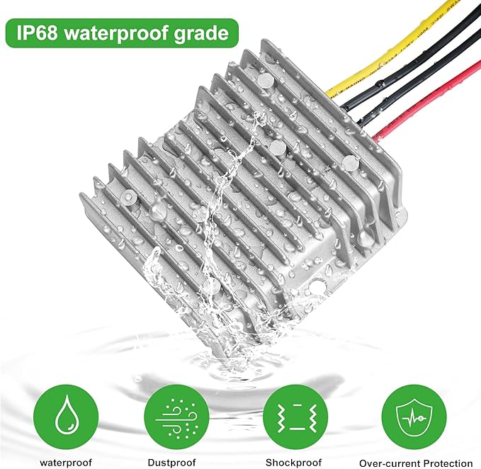 10A 120W Golf Cart 18V 20V 24V 36V 48V Step Down to DC 12V Converter Voltage Regulator Reducer Power Buck Converter with Fuse Waterproof