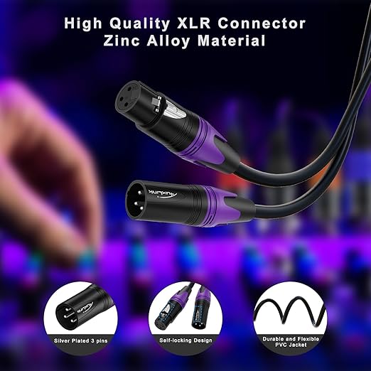 AuxLink XLR Cables, Banlaced XLR Cable Male to Female 30ft 2Pack Mic Cable Gold-Plated 3-Pins, XLR Speaker Cables Compatible with Microphones, Stage Lighting, Speaker Systems and More