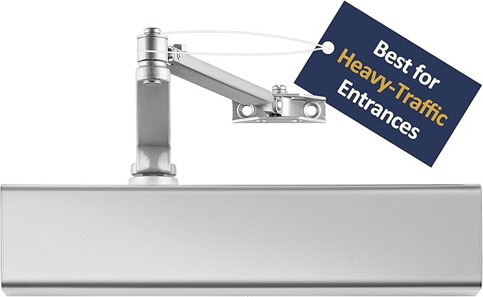Lawrence Heavy Duty Door Closer Commercial Grade 1 - Adjustable 6-Speed Delayed-Action Door Control with 3 Pistons – Flexible Installation with Included Hardware - Embassy Series LH816