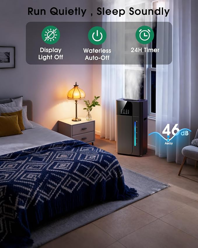 18L/4.7Gal Smart Humidifier Large Room, Warm & Cool Mist Humidifiers, Up to 2500 sq ft Whole House Coverage, 800mL/h Output, 24H Timer, Top Fill, 70H Runtime, Humidifier for Bedroom, Home, Office