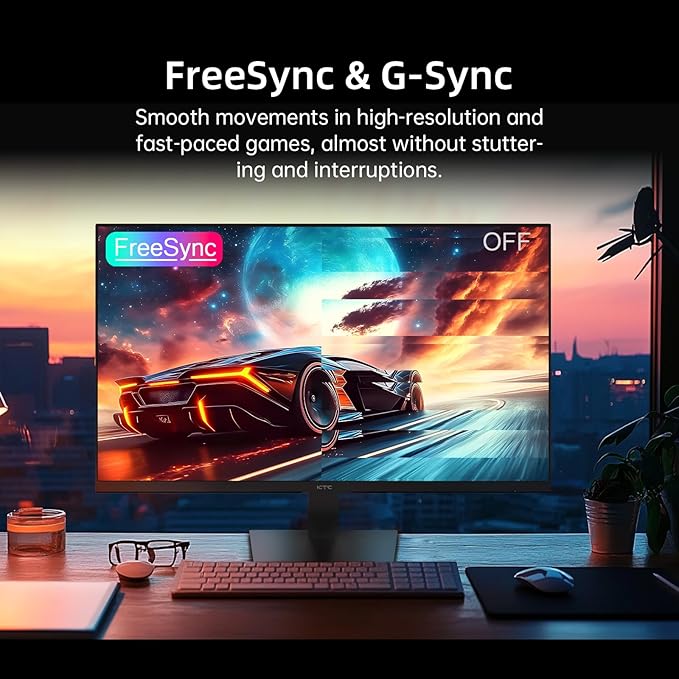 KTC 24 inch Monitor - 1080P Monitor, 100Hz FreeSync Gaming Moniter with HDR10,VESA Mountable, Adjustable Tilt, ZeroFrame Design, HDMI,VGA,Earphone Ports, PC Monitors for Office
