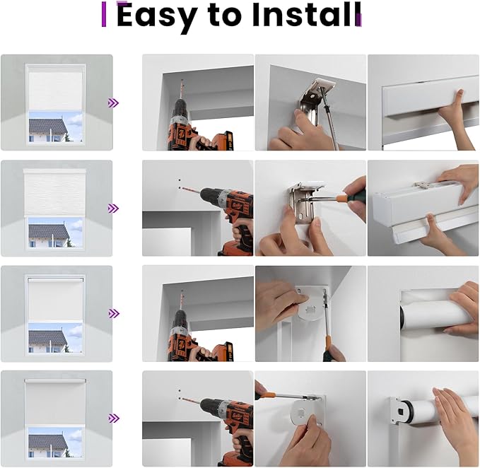Astomi Motorized Roller Shades for Windows, Blackout Automatic Blinds with Remote, Smart Blinds, Voice Control, Compatible with Alexa, Google, Custom Size (Woven Grey)