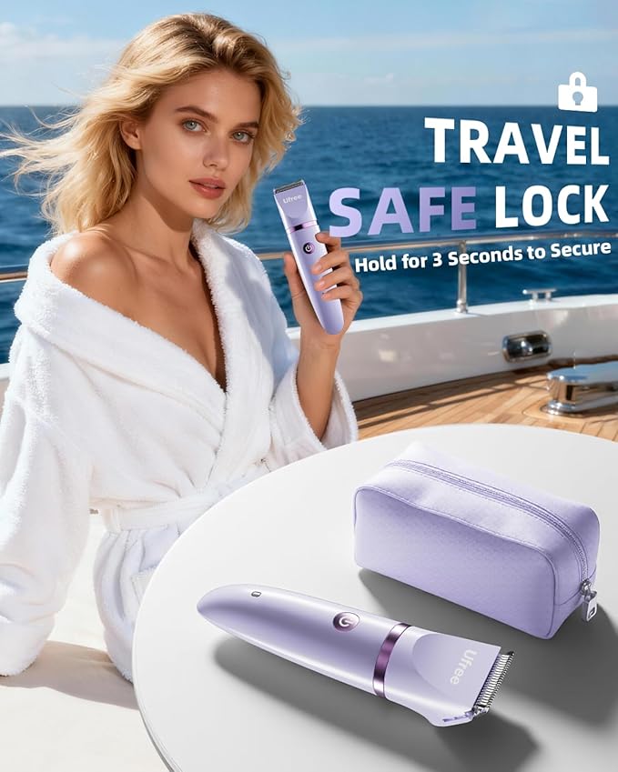 Ufree Bikini Trimmer Electric Razors for Women, Rechargeable Pubic Body Hair Trimmer Electric Shaver for Legs Body Hair, Bikini Shaver IPX7 Waterproof, Gifts for Women, Purple
