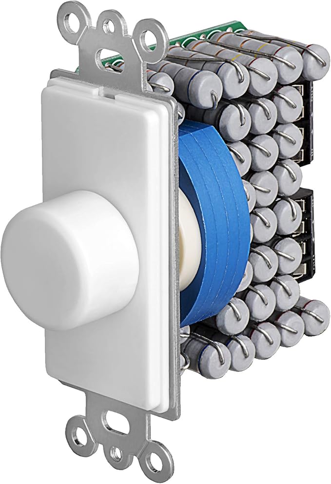 OSD Audio Resistor Based 150W in Wall Volume Control for Home Speakers, Rotary Knob White VKR120