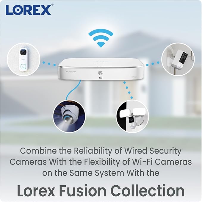 Lorex 4K Fusion DVR for Security System | 20 Channel (16 Wired + 4 Fusion) | 2TB Local Storage | Smart Motion Detection | Active Deterrence | No Monthly Fees | Voice Control | Expandable to 16TB