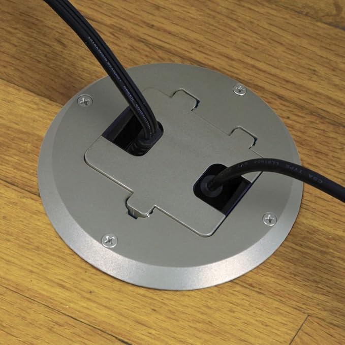 RACO 6239SS Floor Kit with Recessed Duplex 15A TR Device and Adjustable Steel Box, 1-Gang, Stainless Steel