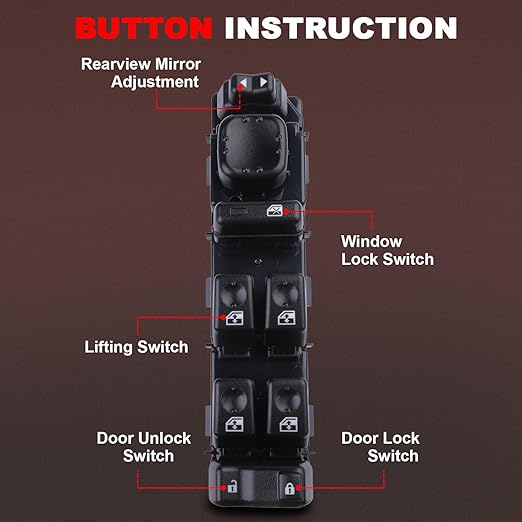 Driver Side Master Power Window Switch For Chevy Avalanche Silverado Suburban Tahoe GMC Sierra Yukon XL 1500 2500 3500 HD Classic Cadillac Escalade ESV EXT 2003 2004 2005 2006 2007 OE DWS-220 15883323