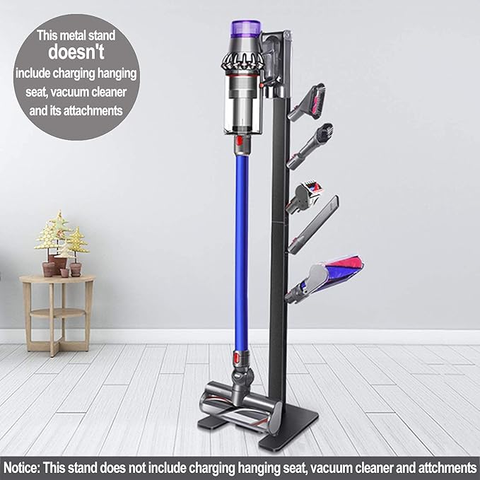 XIGOO Storage-Stand-Docking-Station-Holder Compatible with V15 Detect V11 V10 V8 V7 V6 Cordless Vacuum Cleaners & Accessories, Stable Metal Bracket Organizer Rack, Brushed Black