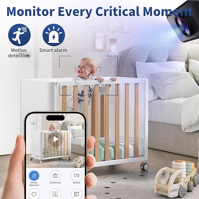 YIDOFFY 1080P WiFi Security Camera with Night Vision, Motion Detection, Indoor Monitoring System for Home Office Baby Pet, Black Mini Camera with Loop Recording