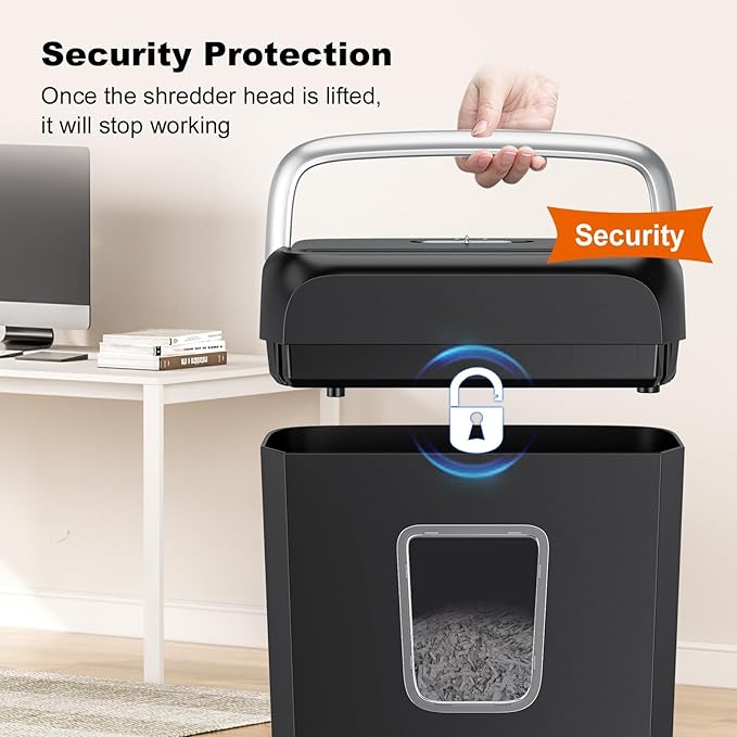 Bonsaii Paper Shredder, 3.4 Gals Wastebasket, 5-6 Sheet Crosscut Shredder for Home Use