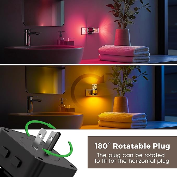 L LOHAS LED Night Lights Plug into Wall, Dusk to Dawn Sensor Nightlight, 9 Colors Changing,Adjustable Brightness,Acrylic Decorative Night Lights for Bathroom,Wedding,Birthday Gift