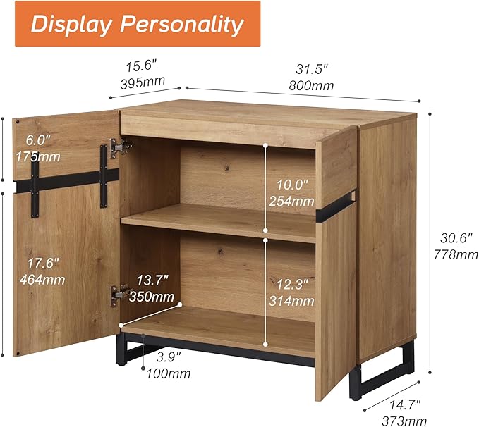 Wampat Modern TV Stand for 40 inch TVs, Entertainment Center Console with Adjustable Shelves and Metal Base for Living Room, Bedroom, Oak