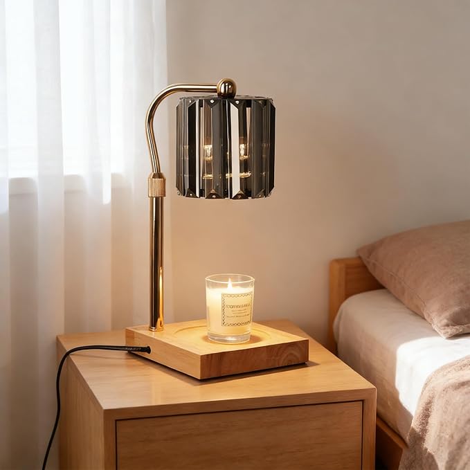 Candle Warmer Lamp with Timer & Dimmer – Artistic Glass Shade Desk Lamp for Bedroom, Home Decor, Gift for Mom or Women, Housewarming Present – Wax Melt Warmer for Jar Candles