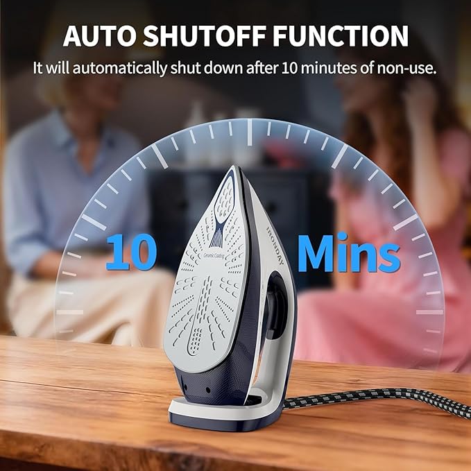 IRONDAY Steam Iron for Clothes,1500W Professional Steam Station,67.62oz Water Tank,Auto Shutoff,Self-Clean,ECO Mode, Iron Steamer with Ceramic Soleplate for Various Fabrics, Lock For Easy Carry