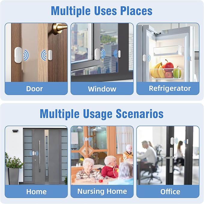 Door Chime,Sanjie WiFi Door Sensor Open Chime When Entering for Business/Home/Store/Office Alert Your Phone,Alarms for Kids Safety,500 FT Range,20 Ringtones ,4 Sensors 1 Receiver