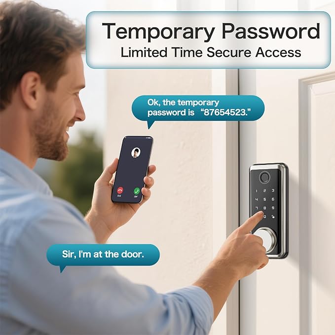 Smart Locks Front Door, Keyless Entry Door Lock with App Control, Fingerprint Deadbolt Alexa with Touchscreen Keypad Code, Bluetooth Electronic Deadbolt Auto-Lock for Home