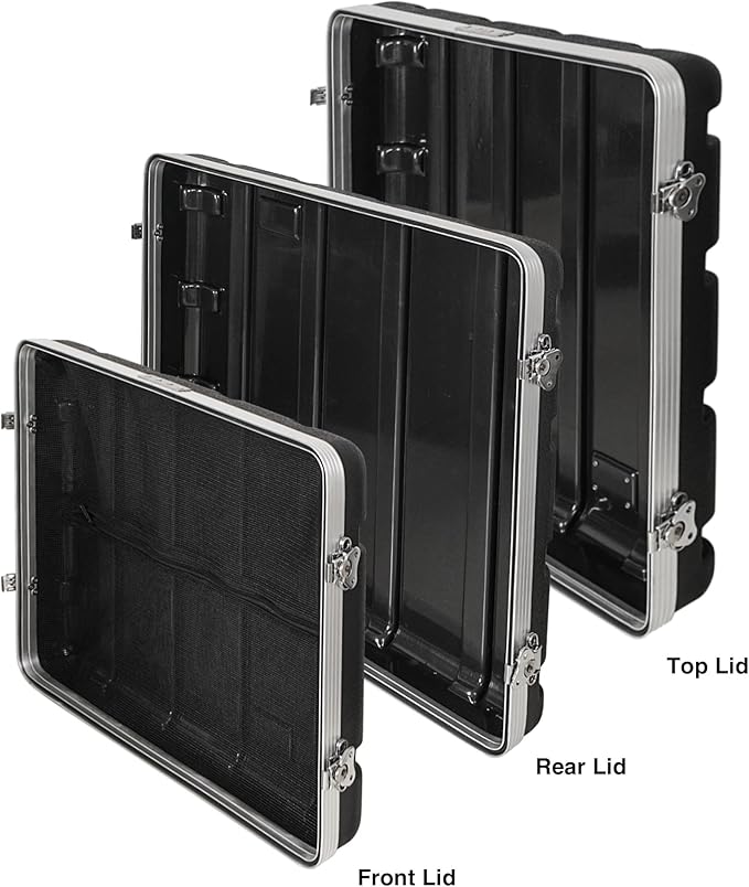 Sound Town Lightweight and Compact 8U ATA ABS Rack Case, with Slant Mixer Top, Casters, 21" Depth, 10U Top and 8U Side Spaces (STMR-A10X8UW)