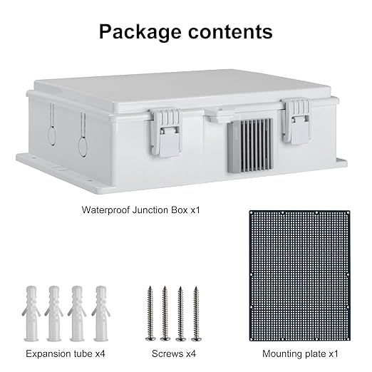 Namunanee Outdoor Electrical Junction Box, ABS Water Resistant Enclosure with Internal Mounting Panel & Hinged Cover (13" H* 9.2" L* 3.7" W)