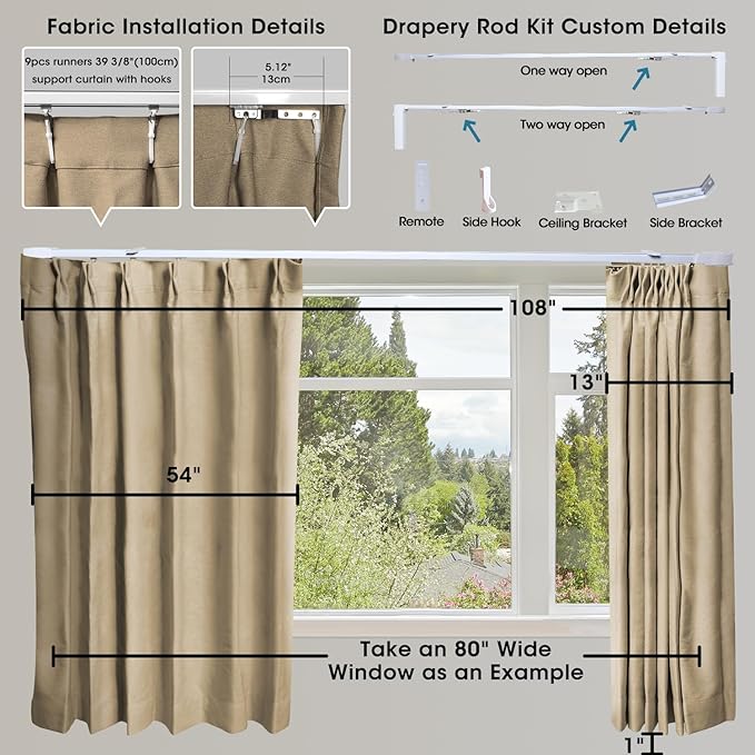 SmartWings Automatic Curtain Opener with Drapery, Motorized Vertical Blinds with Remote, Electric Closet Doors Sliding Panels Compatible with Alexa Google Homekit, 90% Blackout Wheat