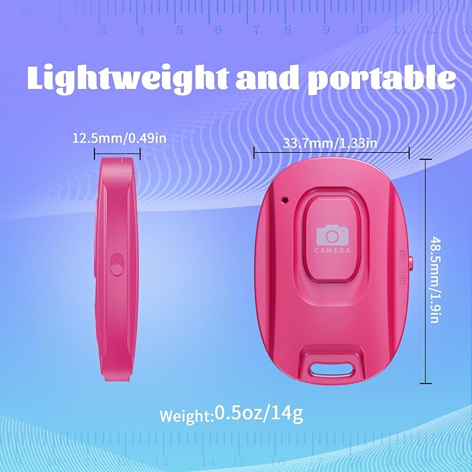 VYVIYON Bluetooth Camera Remote Shutter for iPhone and Android Smartphones, Rechargeable Wireless Phone Remote Control,Selfie Button for Photos and Videos, Charging Cable Included (2 Pack) Pink&White