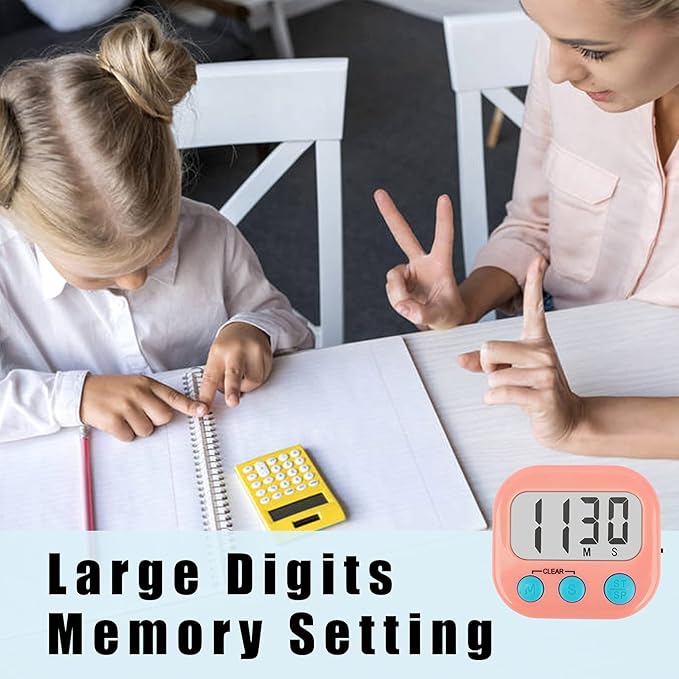 Classroom Timers for Teachers Kids Large Magnetic Digital Timer Teacher Supplies 2 Pack-Pink White