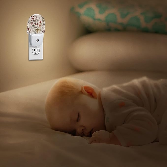 YESPOAK Night Light,Vintage Flower Butterfly Night Lights Plug Into Wall,Dusk to Dawn Sensor for Bedroom,Bathroom and Living Room for Women/Girls Gifts